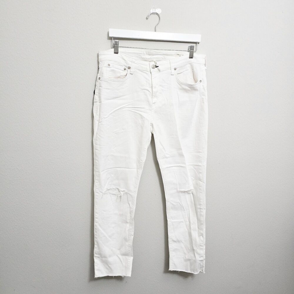 NWT Rag And Bone Low Rise Ankle Slim Boyfriend White Jeans Size 32 NWT $250